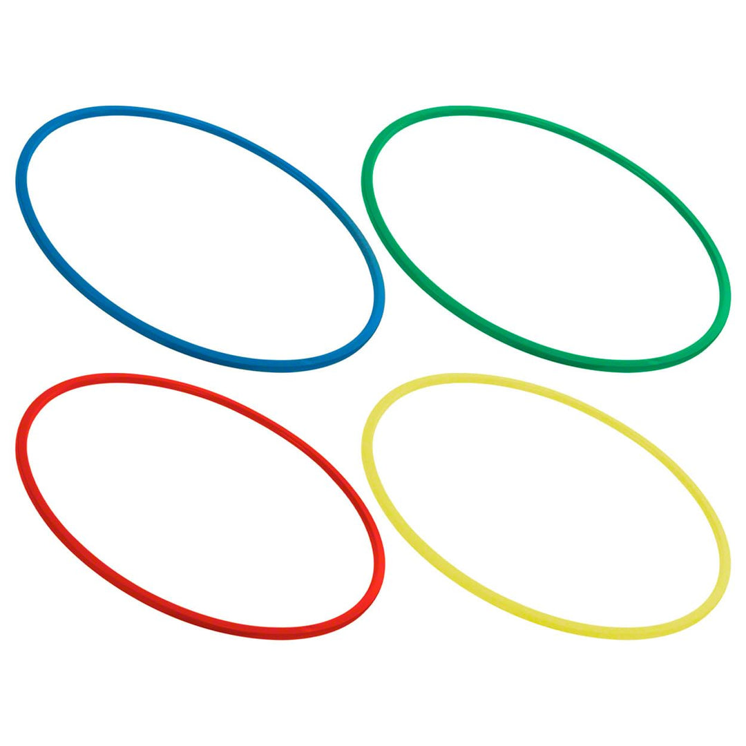 Gymnastikreifen aus Kunststoff, Set: je 1x blau, grün, rot, gelb Ø 70cm, Ø 70cm