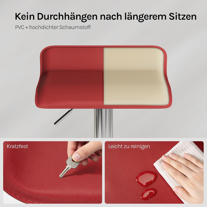 WOLTU 4er Set Barhocker Design Stuhl Drehstuhl Tresenstuhl，stufenlose Höhenverstellung, verchromter