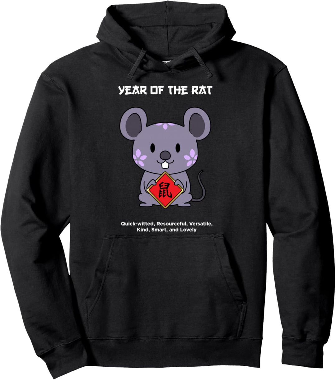Jahr der Ratte, chinesischer Tierkreis, neues Mondjahr Pullover Hoodie