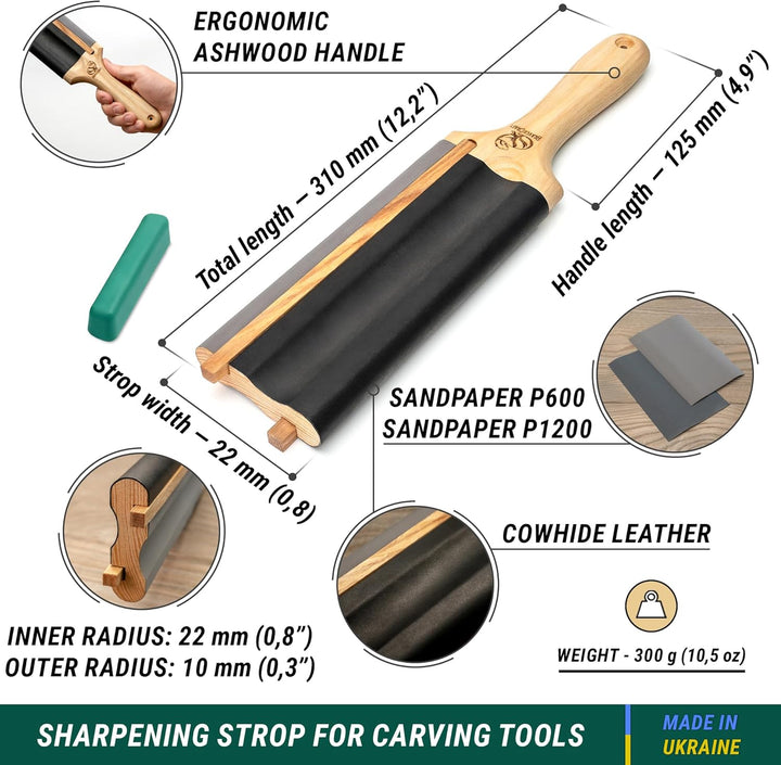 BeaverCraft LS5P1 Streichriemen für Holzschnitzerei, Holzschnitzhobel, Haken, Messerschärfwerkzeuge,