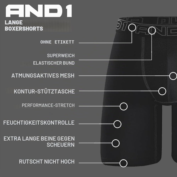 AND1 Sport Boxershorts 5er Pack Unterwäsche Herren Unterhosen Männer Retroshorts Boxer Brief Sportun