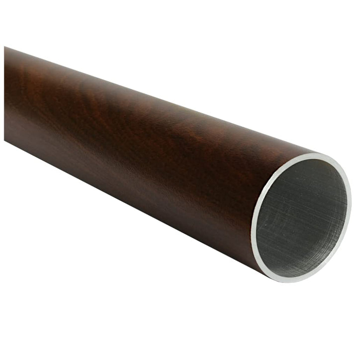 TIBU Aluminium Rundrohr Ø 43 x 2 mm Holz - Nussbaum Holzdekor Länge: 1300 mm / 130 cm / 1,3 m 1300 m