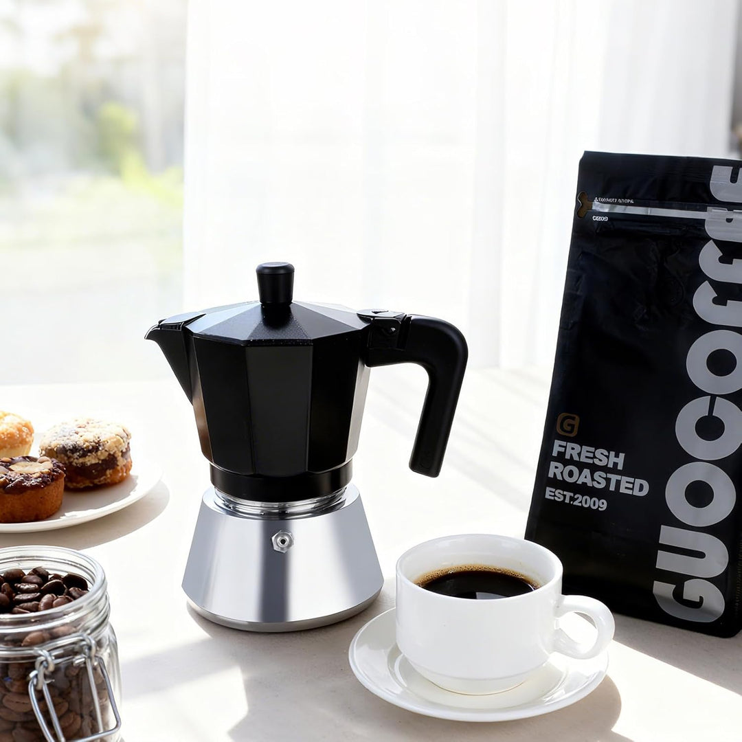 VINATO Neuer Espressokocher Induktion, Moka-Kanne 6 Tassen, Italienische Kaffeekocher, Kaffeekocher
