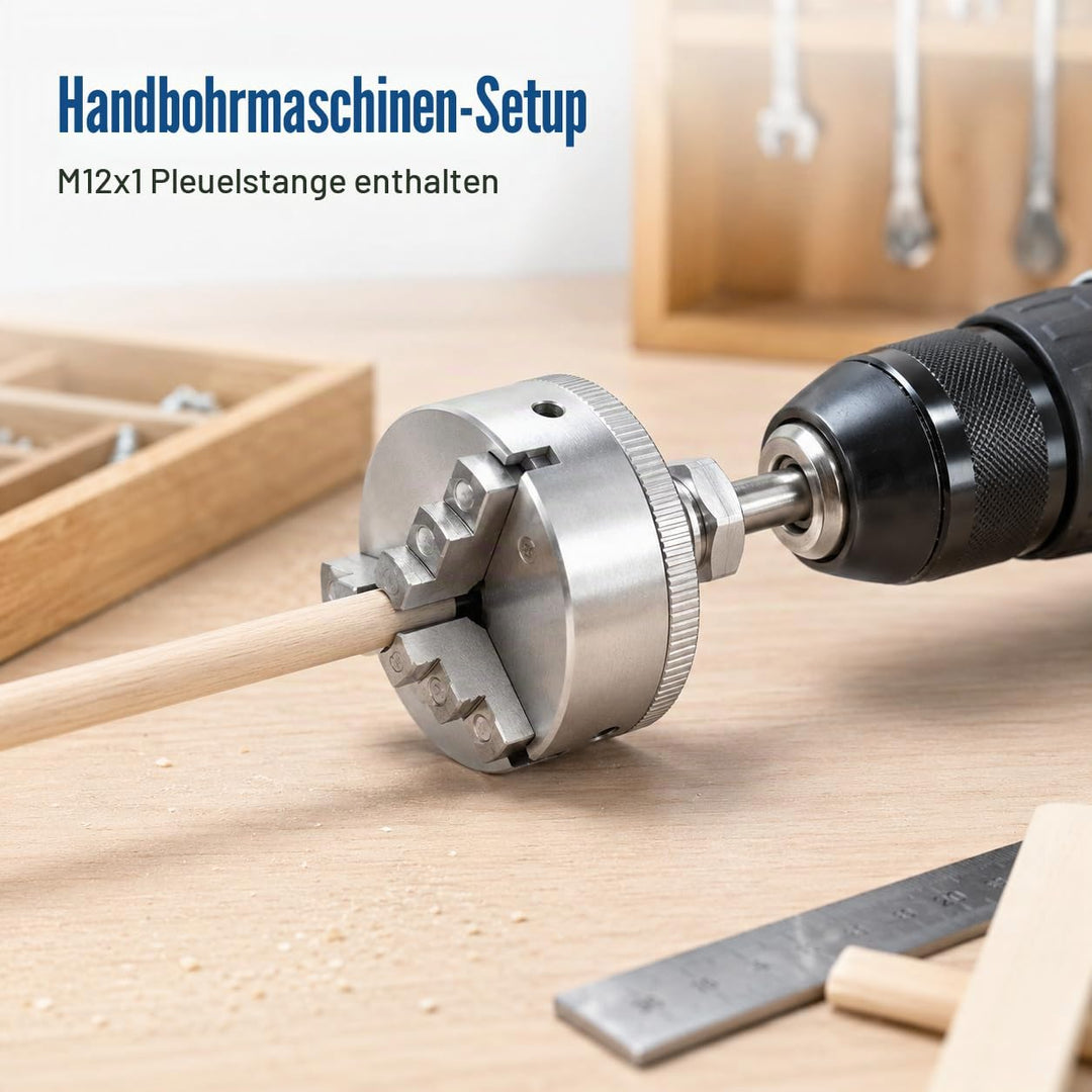 Risegun Mini-Drehmaschine, Zink-Legierung Mini-Drehmaschine DREI Kiefer Chuck, M12*1 Chuck Hand Elec