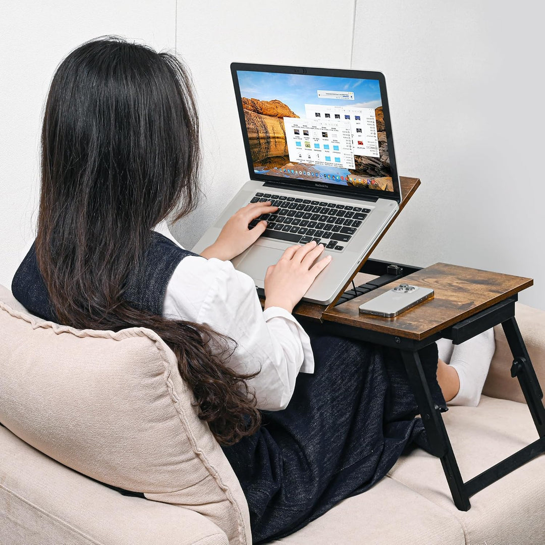 VASMIA Laptoptisch für Bett und Couch, Klapptisch, Frühstück Serviertablett mit klappbaren Beinen, h