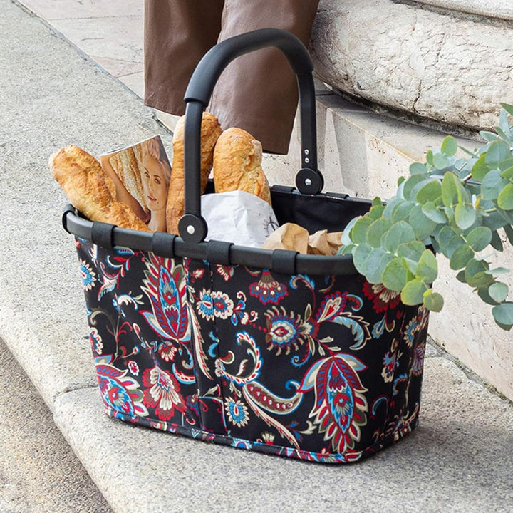 reisenthel carrybag frame paisley black – Stabiler Einkaufskorb mit viel Stauraum und praktischer In