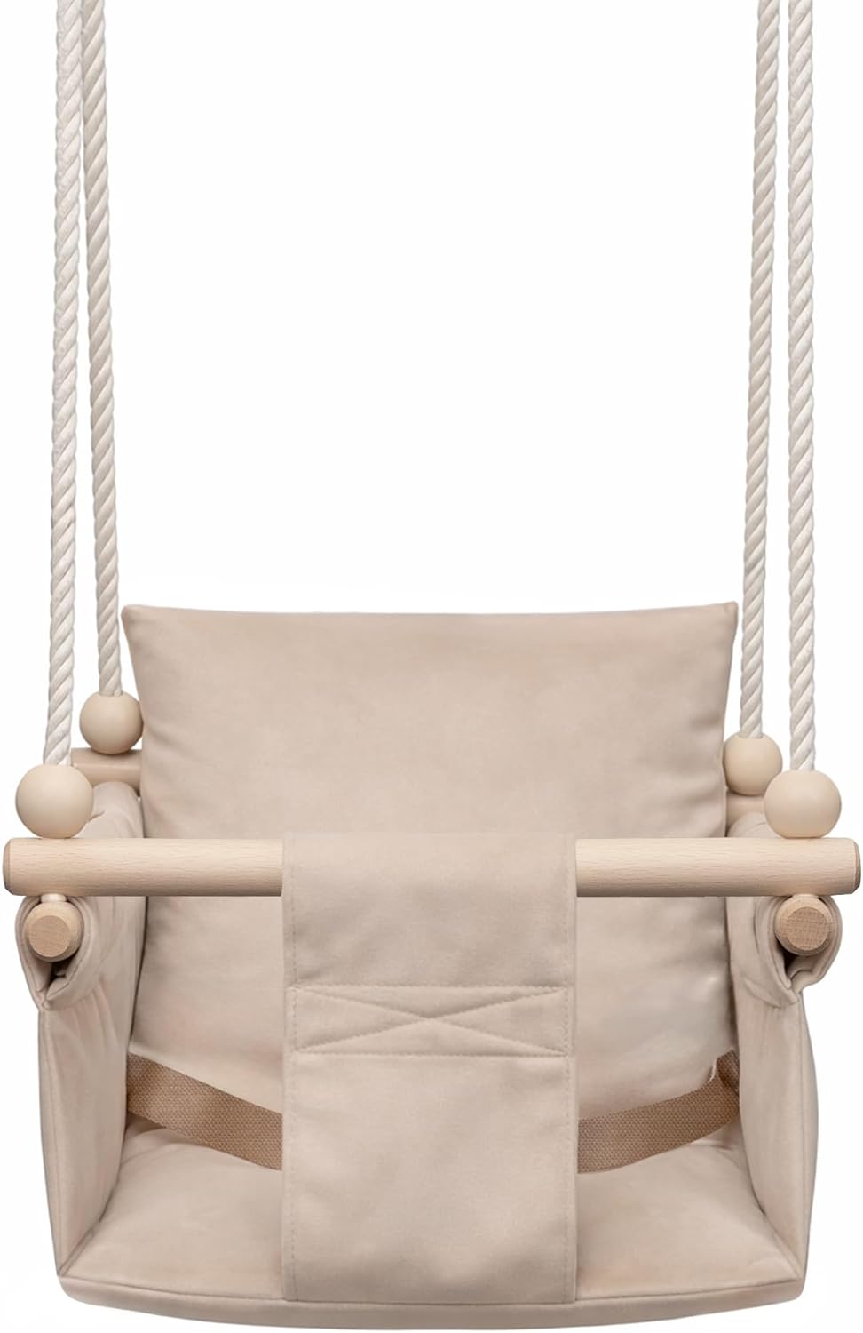 MAMOI® Babyschaukel Kinderschaukel Holz + SICHERHEITSGURT, Schaukel für Kinder Garten Indoor Outdoor