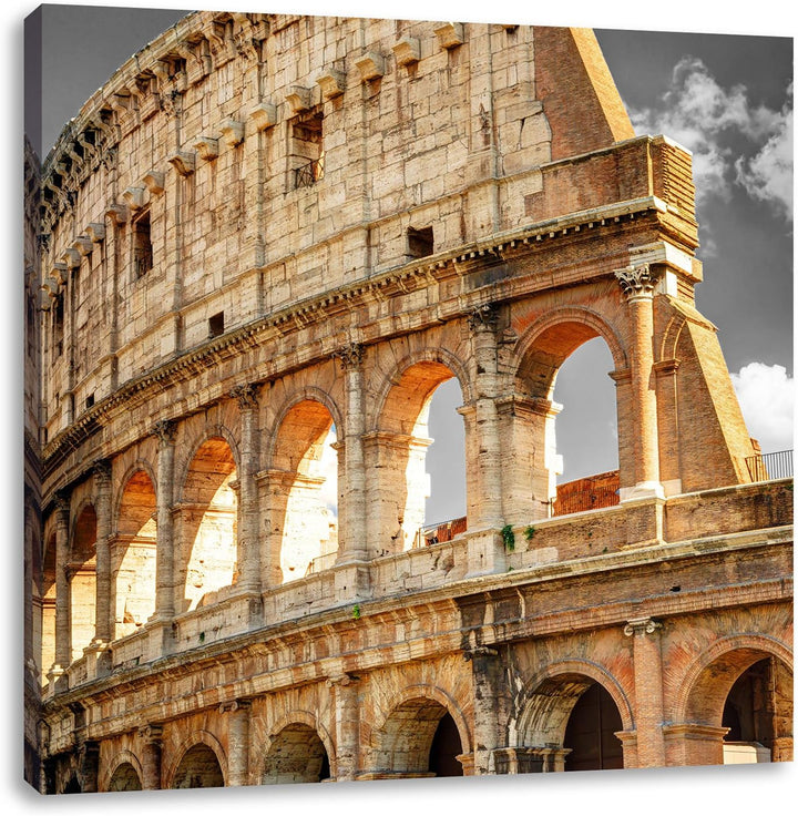 Pixxprint Kolosseum in Rom als Leinwandbild/Grösse: 70x70 cm/Wandbild/Kunstdruck/fertig bespannt, 70