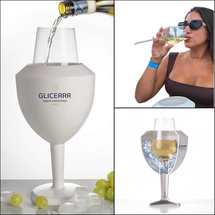Weinglas Kühler und Halter Set + Glas (S)