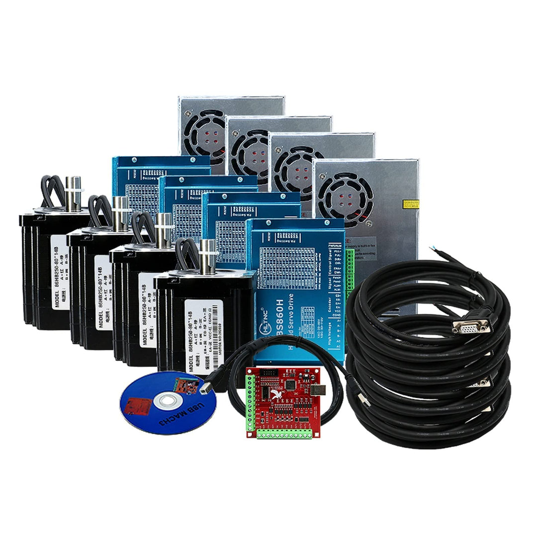12N Set 4 Kit CNC NEMA34 Motor mit geschlossenem Regelkreis 86HSE 6A Hybrid Nema 34 HBS86 und 400 W
