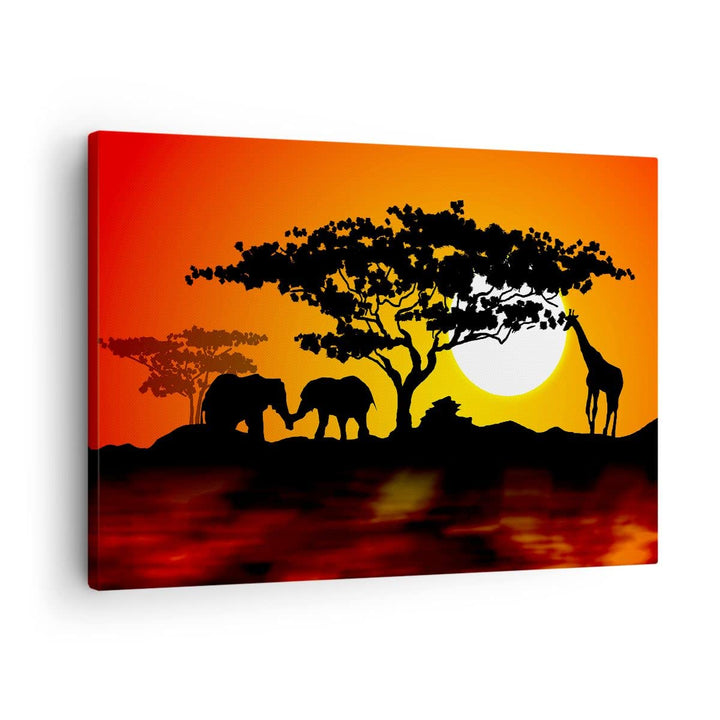 Bilder auf Leinwand Tiere Safari Savanne Giraffe Leinwandbild 70x50cm Wandbilder Dekoration Wohnzimm