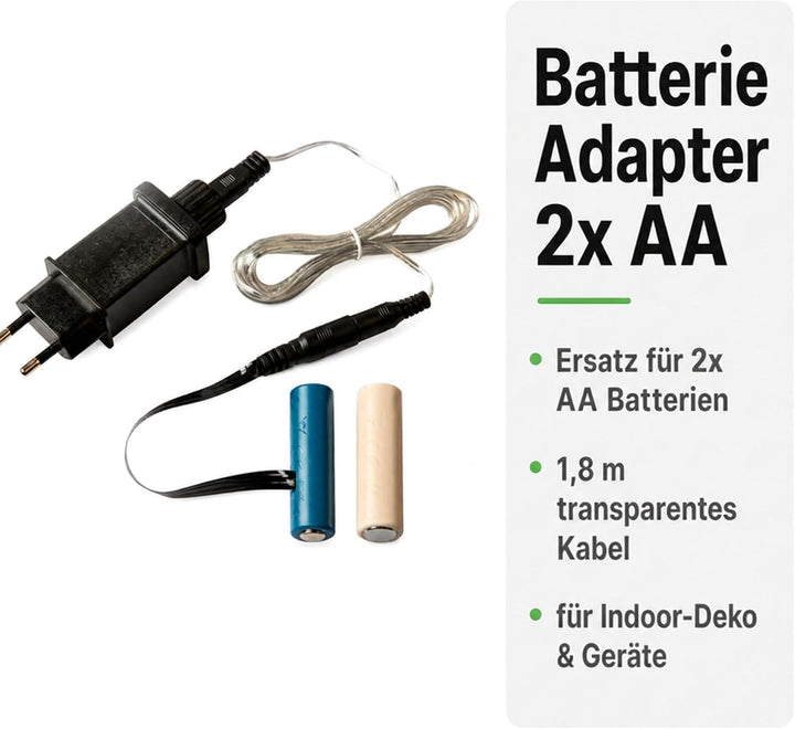 Hellum Batterieadapter 2X AA 3 V, Batterie Netzteil Adapter 2X AA Dummy, 1,8 m transparentes Kabel,