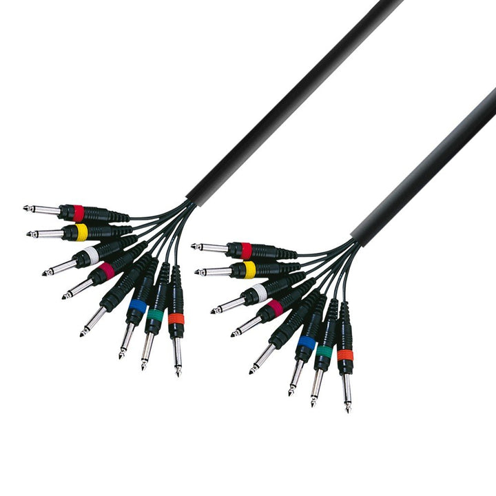 Adam Hall 3 Star Serie Instrumentenkabel (8 x 6,3 mm Mono-Klinke auf 8 x 6,3 mm Mono-Klinke), 5 m Mo