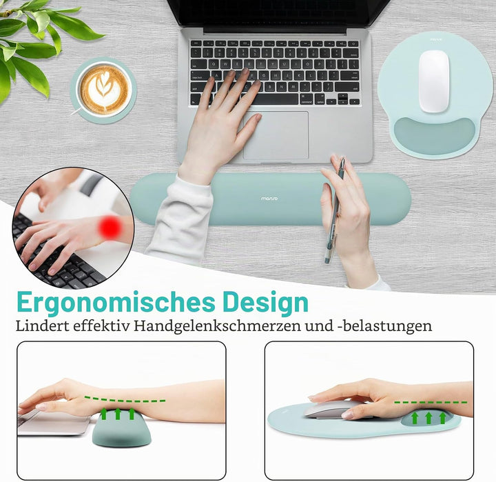 MOSISO Handgelenkstütze für Mauspad&amp;Tastatur Set, Ergonomisch Kreisförmig Mauspad&amp;Untersetzer Rutsch