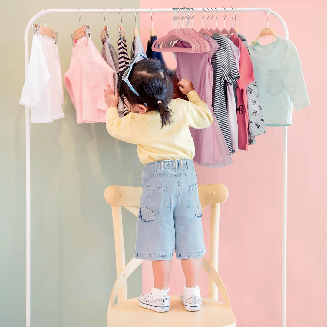 Relaxdays 80 x Kleiderbügel Kinder im Set, rutschfest, Kinderbügel Samtbezug, weiche Babybügel, 360°