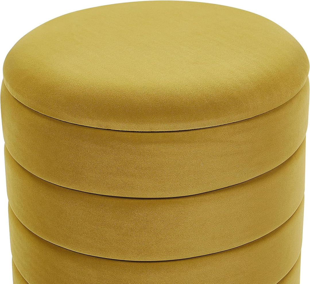 Beliani Runder Pouf im 2er Set aus Samt senfgelb Ottoman Sitzpouf Garland