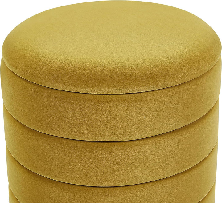 Beliani Runder Pouf im 2er Set aus Samt senfgelb Ottoman Sitzpouf Garland
