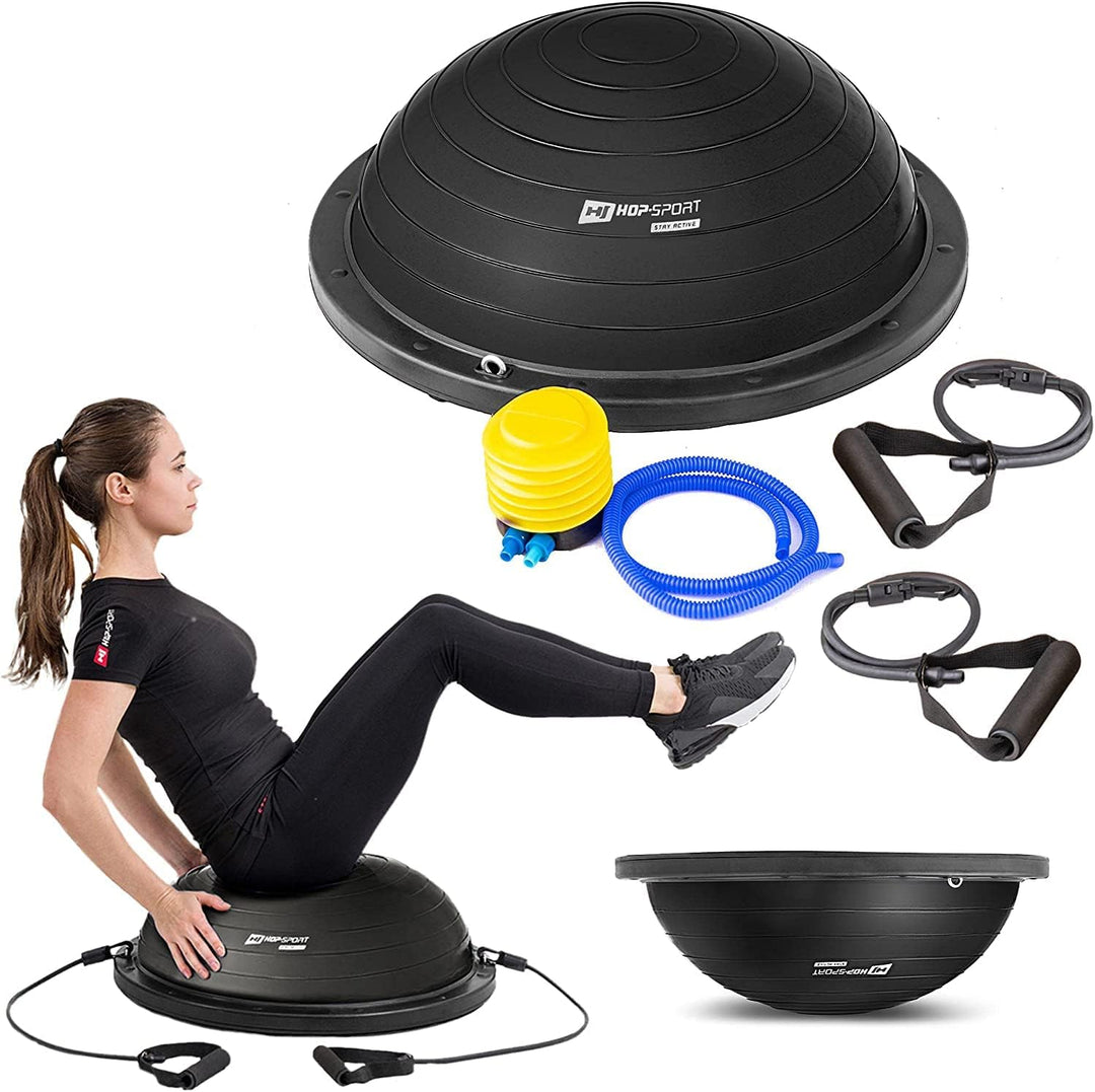 Hop-Sport Balance Ball HS-L058B Balancetrainer Gymnastikball mit Expander & Pumpe für Fitness, Stabi