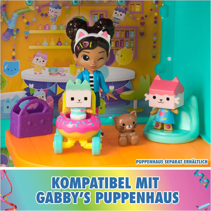 DreamWorks GABBY'S Dollhouse - Kitty Care Figuren Set, Gabby mit 2 Katzenfiguren und Kinderwagen, ab