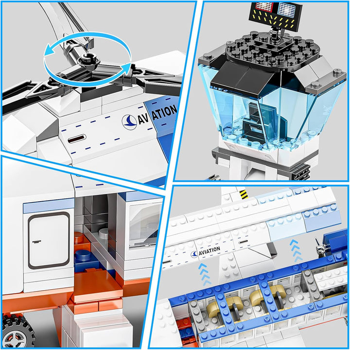 GuKKK City Passagierflugzeug Baukasten Set, 3 IN 1 Flugzeug Baukasten 744 PCS mit Terminal, Anhänger