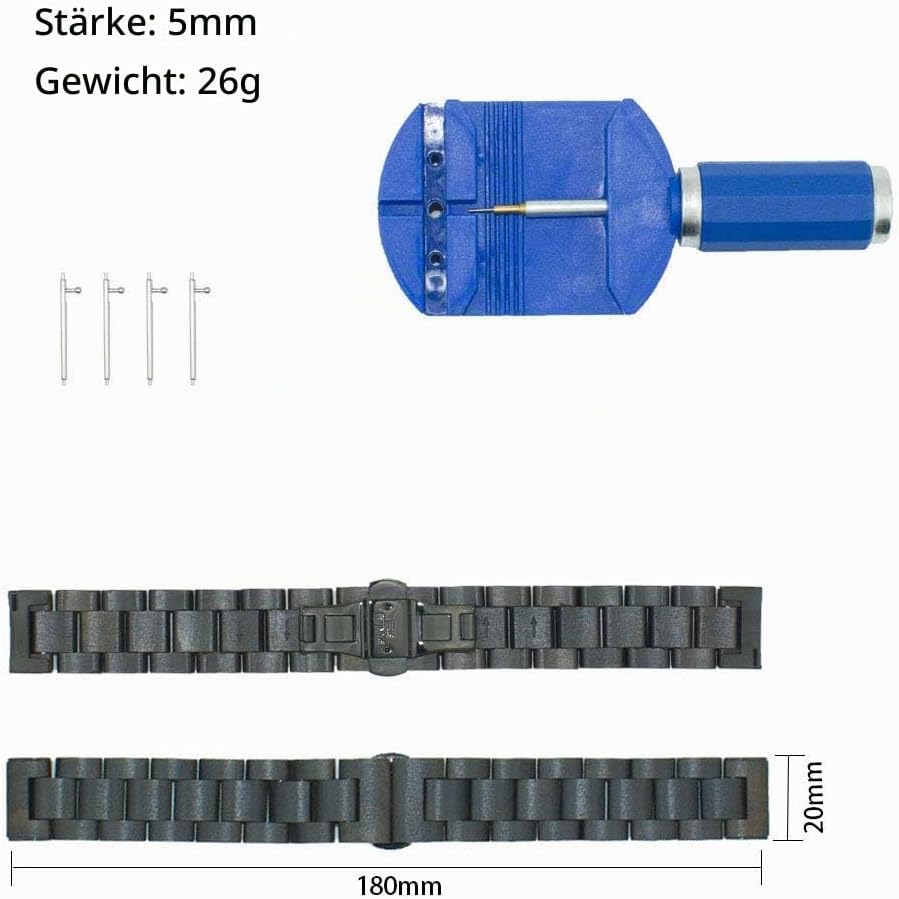 AIYIBEN Holzarmband 20mm kompatibel mit Samsung Galaxy Watch 42mm/Active/Active 2(40mm/44mm), Holzar