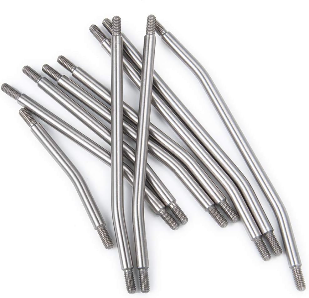 AXspeed 10pcs/Set Stainless Steel Steering Pull Rod Link Linkage for SCX10 1/10 RC Crawler Car