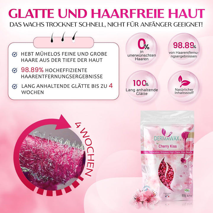 Dermawax Vegan Hartwachs Waxing Perlen zur Haarentfernung Brazilian Waxing Gesicht Intim Beine Bikin