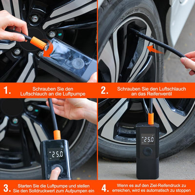 Elektrische Luftpumpe 150PSI Akku Luftpumpe mit 6000mAh Akku Tragbar Fahrradpumpe mit Digitale Anzei