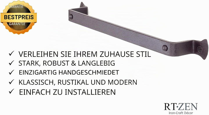 RTZEN Rustikaler moderner Handtuchhalter aus Schmiedeeisen | Dekorativer 30,5 cm grosser für Küche,