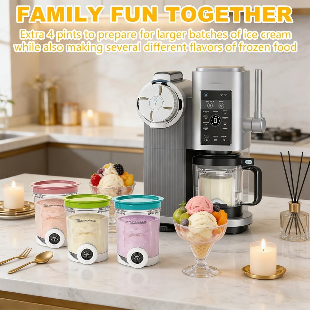 4 Stück Ninja Swirl Creami Behälter, SGZIOO 480 ml Behälter für Ninja Swirl Creami Kompatibel mit NC