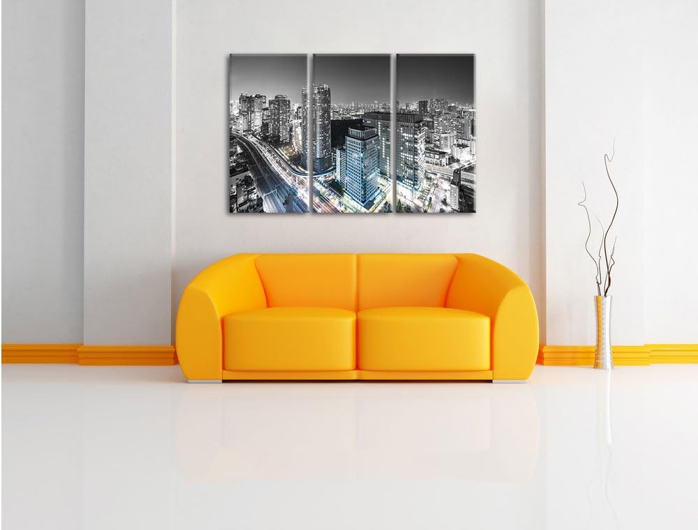 Pixxprint Moderne Architektur in Tokio / 3-Teilig/Gesamtmass 120cm Leinwandbild bespannt auf Holzrah