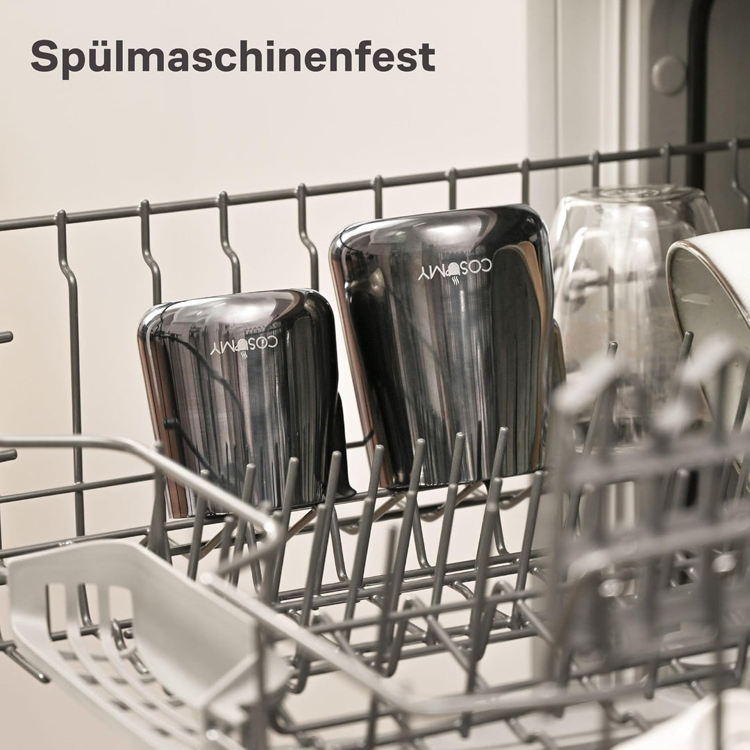 Cosumy Milchkännchen Edelstahl 500ml Schwarz - Milchkanne mit Messkala - Für Latte Art - Barista Zub