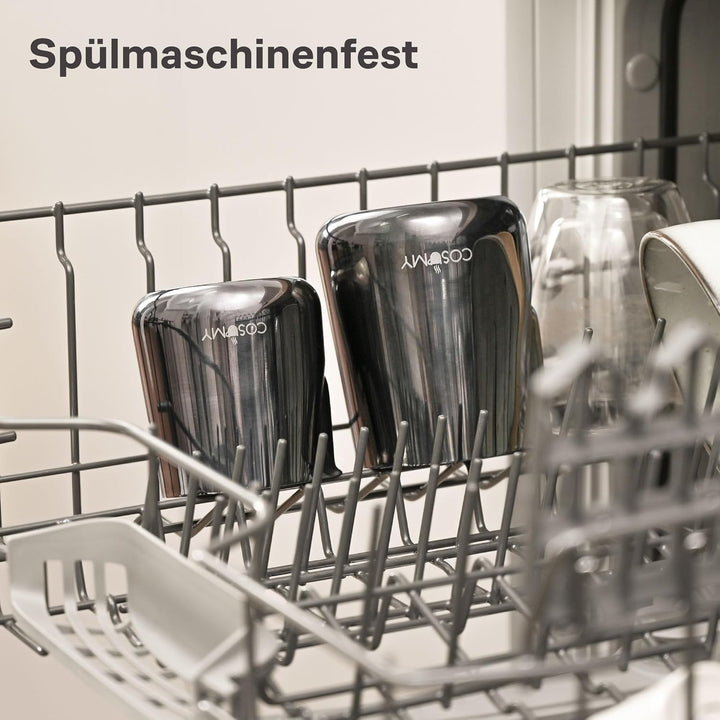 Cosumy Milchkännchen Edelstahl 500ml Schwarz - Milchkanne mit Messkala - Für Latte Art - Barista Zub