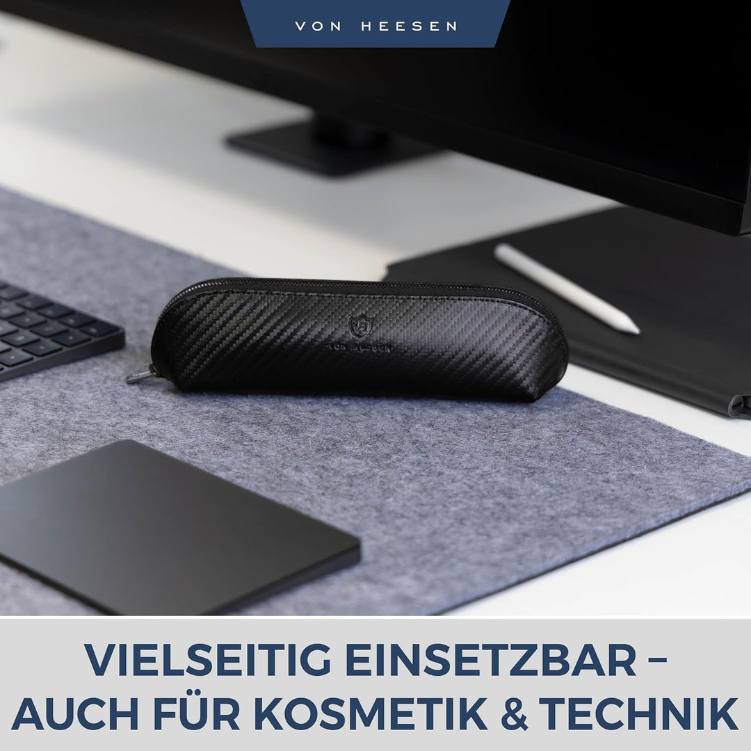 VON HEESEN® Echtleder Federmäppchen Leder Federmappe Etui für Stifte Mäppchen Schule Federtasche Uni
