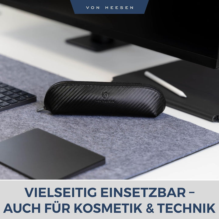 VON HEESEN® Echtleder Federmäppchen Leder Federmappe Etui für Stifte Mäppchen Schule Federtasche Uni