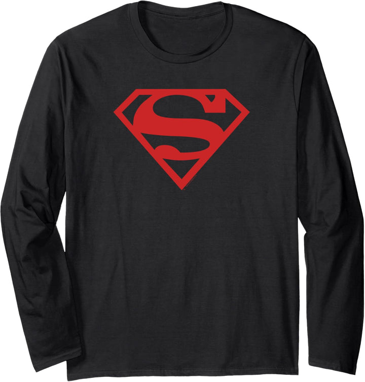 Superman Red on Black Shield Langarmshirt