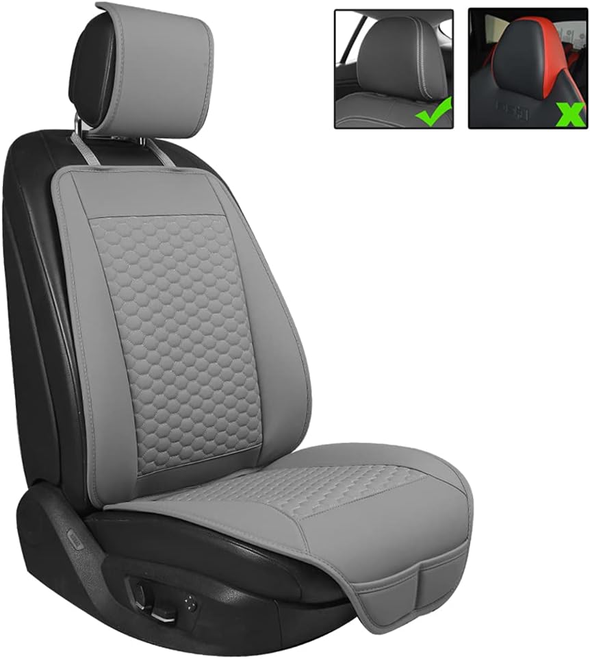 Black Panther Sitzauflage Auto, PU-Leder Autositzbezüge Vordersitze, mit Kopfstützenabdeckung, Fit 9