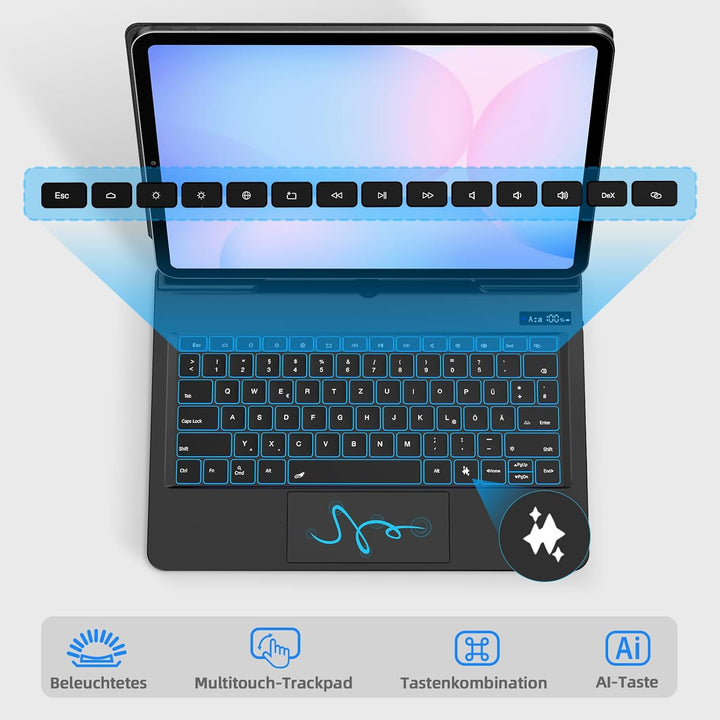 Bettdow für Samsung Galaxy Tab S10 FE+ 13,1" 2025 Tastatur Hülle, Schwebendes Magnetisches Design mi