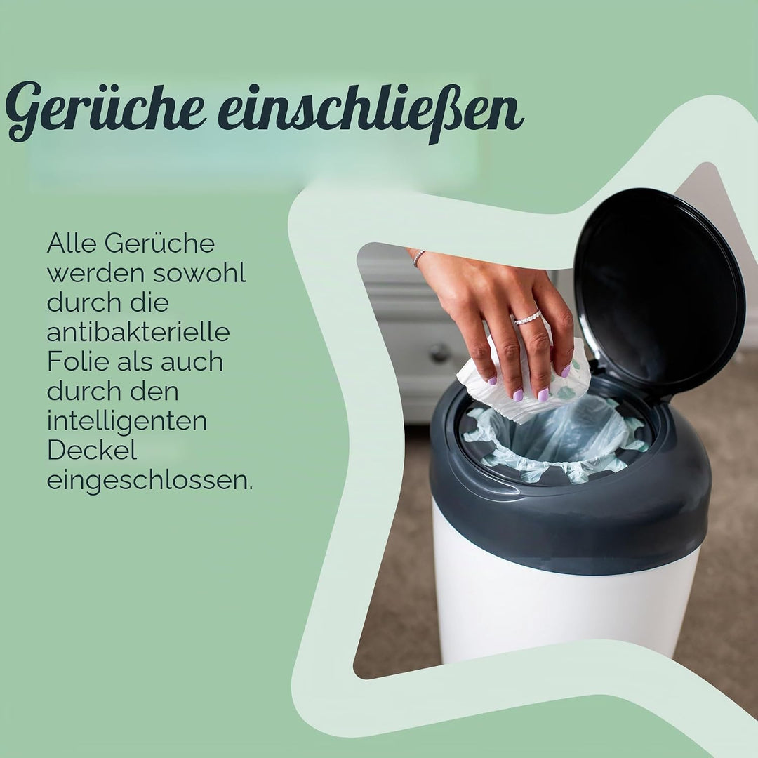 Tommee Tippee Simplee Windeleimer, mit 1 Nachfüllkassette, Schützt gegen Gerüche und Keime*, Zu 100%