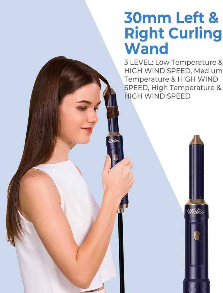 UKLISS Pro Haartrockner & Haarstyler 6 in 1, Airstyler Set mit Hair Dryer Ionen, Luft Lockenstab Aut