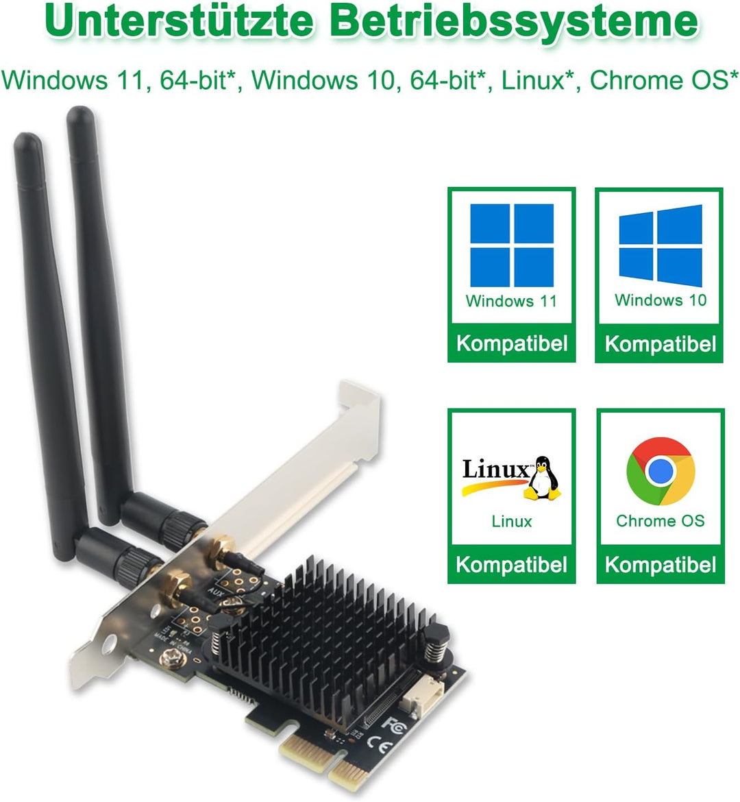 Ziyituod PCIe WiFi Karte für PC, WLAN Wireless-AC 1200Mbps PCI-E Wireless Netzwerkkarte 802.11ac Dua
