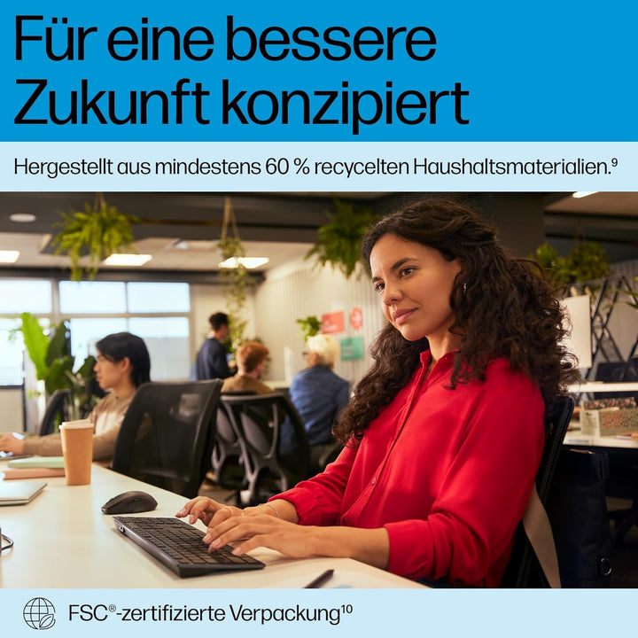 HP 720 Kabellose Tastatur und Maus Set – Wiederaufladbar, Multi-Device, QWERTZ Deutsches Layout, Blu