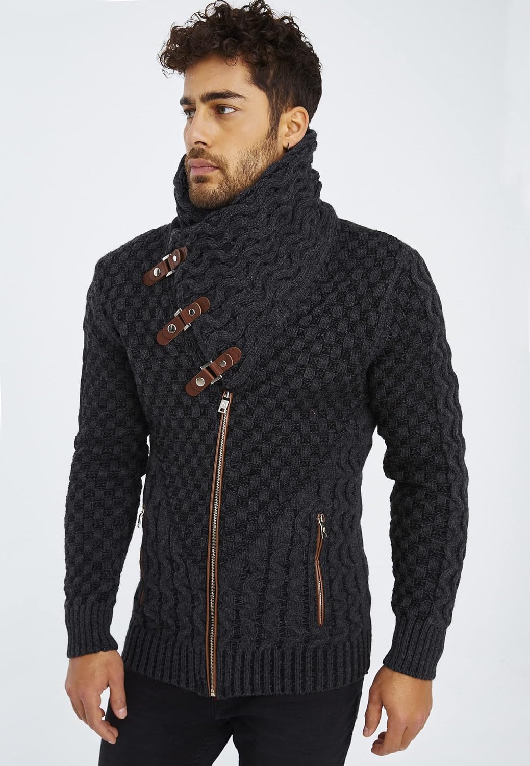 Leif Nelson Herren Strickjacke mit Reissverschluss in Regular Fit, Männer Cardigan in Langarm Design