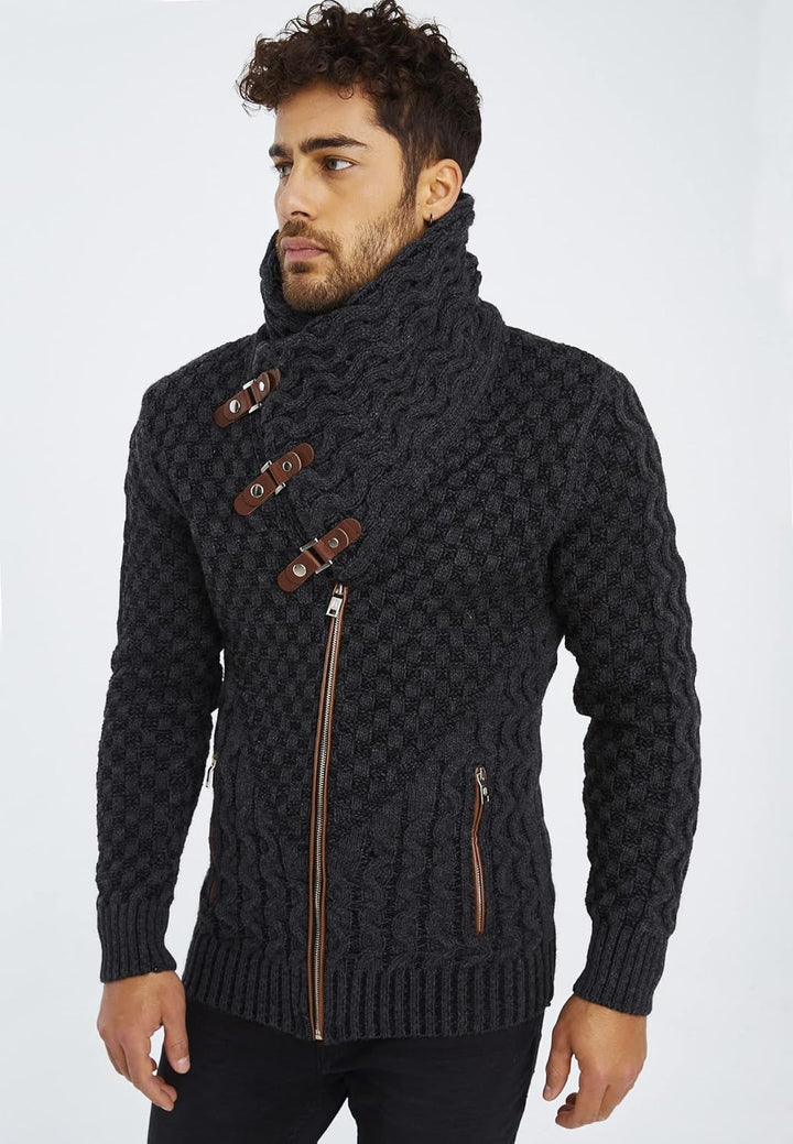Leif Nelson Herren Strickjacke mit Reissverschluss in Regular Fit, Männer Cardigan in Langarm Design