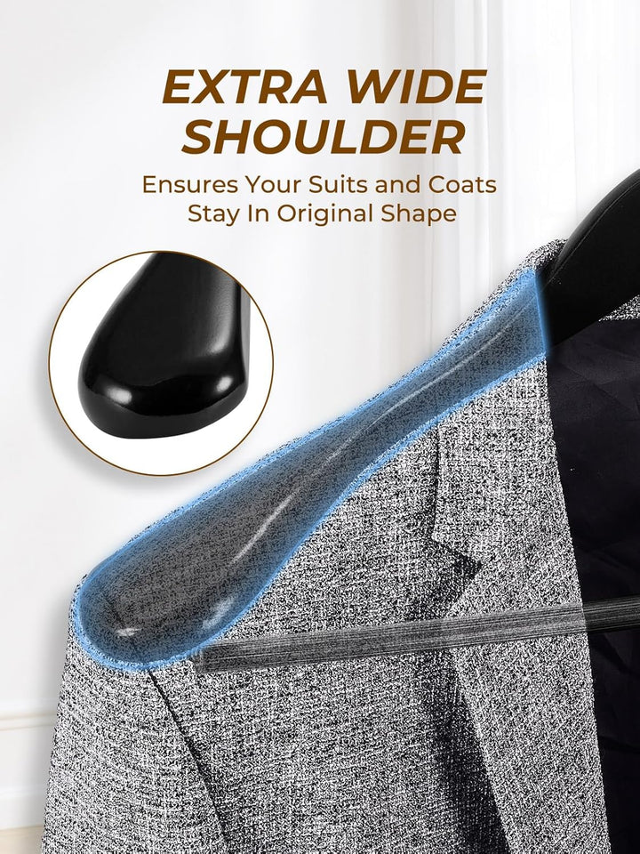 HOUSEDAY Kleiderbügel Holz 6 Stück, Holzbügel Breite Schulterauflage, 360°Drehbarer Haken rutschfest