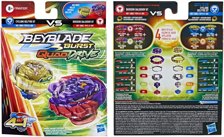 Beyblade Burst QuadDrive Berserk Balderov B7 und Cyclone Belfyre B7 Doppelpack − Battle Kreisel Mult