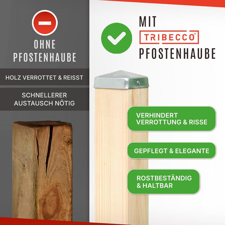 TRIBECCO® 10 Pfostenkappen 7x7 cm - 70x70 mm Zaunpfosten Kappen für Holzpfosten Abdeckkappen für Zau