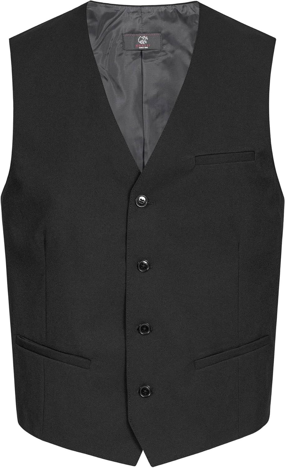 GREIFF Moderne Herren-Weste | 4 Knöpfe| 4 Taschen | Regular-Fit | Gefüttert | Farbe: Schwarz 102 Sch