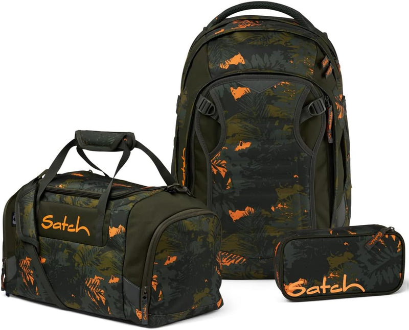 satch Match Schulrucksack Set 3tlg. inkl. Schlamperbox u. Sporttasche Jurassic Jungle, Jurassic Jung