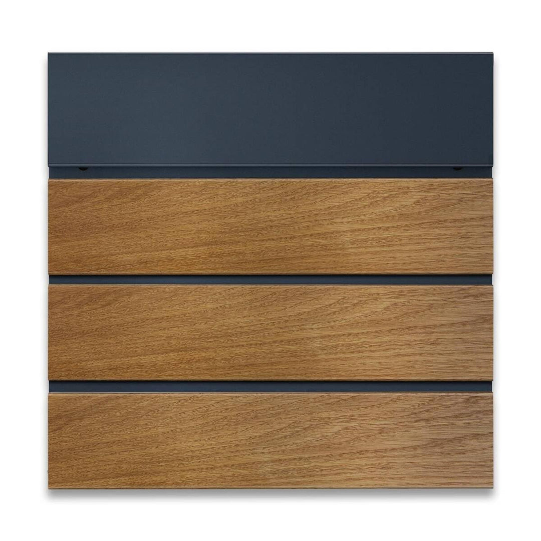 Metzler moderner Briefkasten in Anthrazit und Holzoptik, Wandbriefkasten mit Zeitungsfach, Postkaste